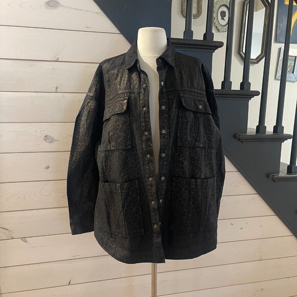 053 Free People x  OneTeaspoon Night Animal Longline Denim Shirt NWT Size Medium - Picture 5 of 11